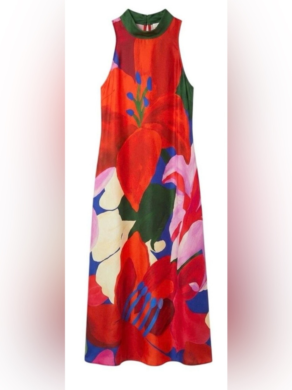 Farm Rio sleeveless maxi dress w/high neck; size M